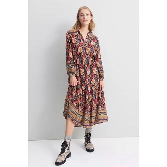ANTHROPOLOGIE Othilia Cindy Maxi Dress Floral Colorful Boho Long Sleeve size M - Picture 2 of 12